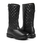 Bota Feminina Frio Intenso - Couro, Metalassê e Lã - Impermeável a Neve - Copenhage Preta