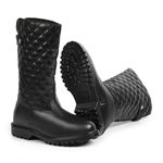 Bota Feminina Frio Intenso - Couro, Metalassê e Lã - Impermeável a Neve - Copenhage Preta