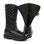 Bota Feminina Frio Intenso - Couro, Metalassê e Lã - Impermeável a Neve - Copenhage Preta