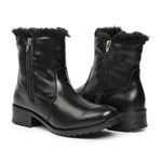 Bota Feminina de Inverno - Impermeável a Neve, com Lã e Couro - Siena Preta