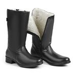 Bota de Inverno, Frio e Neve - Couro Legítimo, Com Lã E Impermeável - Montreal Preta