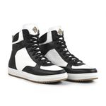 Tênis Branco e Preto Masculino, Couro e Lã, Impermeável para Frio e Neve - Toronto