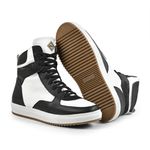 Tênis Branco e Preto Masculino, Couro e Lã, Impermeável para Frio e Neve - Toronto