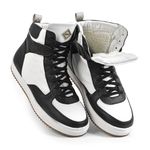 Tênis Branco e Preto Masculino, Couro e Lã, Impermeável para Frio e Neve - Toronto