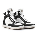 Tênis Branco e Preto Masculino, Couro e Lã, Impermeável para Frio e Neve - Toronto