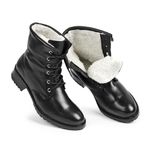 Bota Feminina Frio e Neve em Couro, Com Lã e Impermeável - Turim Preta