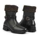 Bota Feminina de Frio Intenso - Couro Nobre, Com Lã E Impermeável a Neve - Zurique Preta