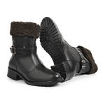 Bota Feminina de Frio Intenso - Couro Nobre, Com Lã E Impermeável a Neve - Zurique Preta