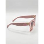 Óculos de Sol Feminino Vermont Rosa Translúcido com Detalhe Dourado – Proteção UVA/UVB