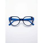 Armação de Óculos Unissex Azul Acetato Formato Redondo Moderno