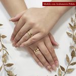 Par de Alianças Côncavas em Ouro 18K | Diamantada e Polida