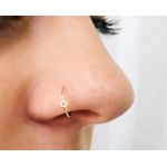 Piercing de Nariz Argola com Pedra em Ouro 18k