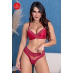 CONJUNTO COM RECORTES NO BOJO E CALCINHA DE PONTO ABERTO COM TULE NA FRENTE- DIVINO