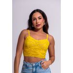CROPPED FAIXA EM RENDA E TULE- amarelo