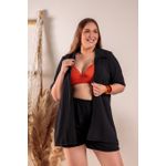 SAIDA DE PRAIA PLUS SIZE KIMONO COM SHORTS AIR FLOW- PRETO
