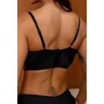 CONJUNTO EM RENDA E MICROFIBRA BOJO FIXO BASE ALONGADA COM ELASTICO LUREX COM CALCINHA FIO DUPLO- PRETO