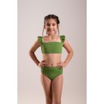 BIQUINI INFATIL COM ALÇAS FRANZIDAS E CALCINHA TRADICIONAL- VERDE OLIVA