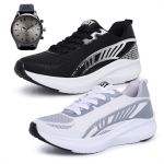 Kit 2 Pares Tênis Masculino Esportivo+Relógio
