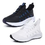 Kit 2 Pares Tênis Esportivo Masculino Ousy Confort Branco e Preto com Azul