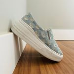 Slip On Lívia - Jeans/Glitter Prata 