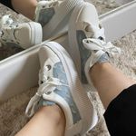 Tênis Ana - Napa Branco/Jeans com Glitter Prata 