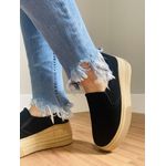 Slip On Melina - Suede Preto Sola Castanha