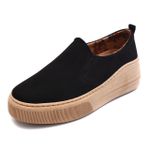 Slip On Melina - Suede Preto Sola Castanha