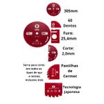 Disco Serra Corte Em Aço A Seco 305 Mmx60 Samuray 1650 Rpm Vermelho