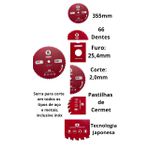 Disco Serra Corte Em Aço A Seco 355 Mmx66 Samuray 1.450 Rpm Vermelho