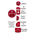 Disco Serra Corte Em Aço A Seco 254 Mmx52 Samuray 1750 Rpm Vermelho