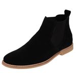 Botina Chelsea Boots Escrete Em Couro Camurça Preta 502