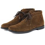 Botina Luxury Desert Boots Chelsea Com Cadarço Café Com Sola Preta Escrete 503