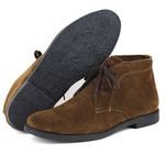 Botina Luxury Desert Boots Chelsea Com Cadarço Café Com Sola Preta Escrete 503