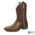 Bota Texana Masculina De Couro Legítimo Marrom Bordado Tribal Laranja