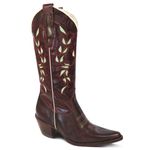 Bota Feminina Bico Fino Bordado Flores Mustang