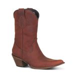 Bota Feminina Bico Fino Cano Curto Crazy Horse Vermelha