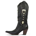 Bota Feminina Bico Fino Fivela Floater Preto