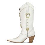 Bota Feminina Bico Fino Fivela Floater Branca