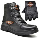 Bota Harley Davidson Motociclista Em Couro Master Brown 2020 + Luva em Coruo