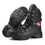 BOTA HARLEY COTURNO STOP BOOTS EM COURO LEGITIMO PRETA