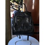 Mochila em Couro Legítimo Preto Antifurto de Mão e Ombro