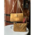 Bolsa Duas em Uma em Couro Legítimo Ouro Velho
