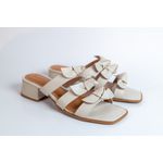 Tamanco Lolita Salto Bloco em Couro Legítimo Off White - 6352