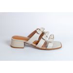 Tamanco Lolita Salto Bloco em Couro Legítimo Off White - 6352