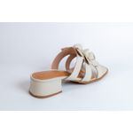 Tamanco Lolita Salto Bloco em Couro Legítimo Off White - 6352