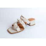 Tamanco Lolita Salto Bloco em Couro Legítimo Off White - 6352