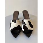 Tamanco Cow Print em Couro Legítimo de Pelo 
