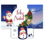 Kit Capa Painel Redondo + 2unid Capa Retangular + Trio Capas Cilindros Natal 12