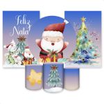 Kit Capa Painel Redondo + 2unid Capa Retangular + Trio Capas Cilindros Natal 13