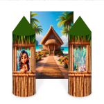 Kit Capas Castelo Moana Disney Floresta com 1 Capa Painel Retangular + 2 Capas torre + 2 capas para ponta da torre 16